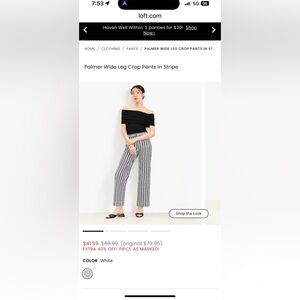 Palmer wide leg high rise crop pants- NWT